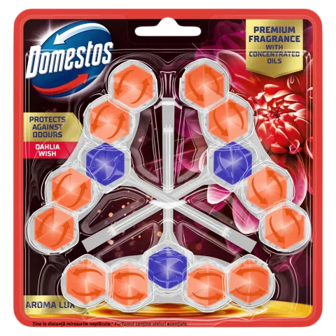 Domestos Aroma Lux Dahlia Wish WC frissítő blokk 3 x 50 g termékhez kapcsolódó kép