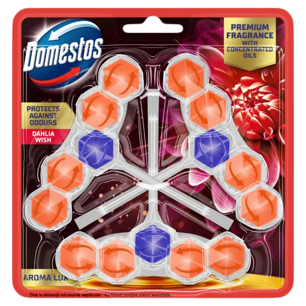 Domestos Aroma Lux Dahlia Wish WC frissítő blokk 3 x 50 g termékhez kapcsolódó kép