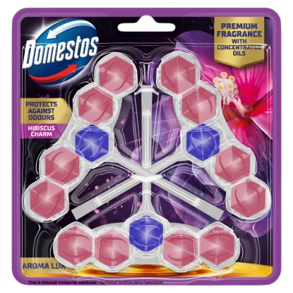 Domestos Aroma Lux Hibiscus Charm WC frissítő blokk 3 x 50 g termékhez kapcsolódó kép