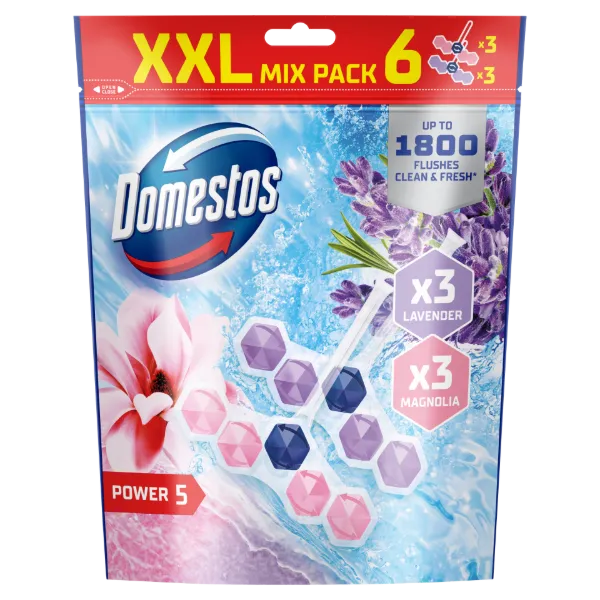 Domestos Power 5 Magnolia/Lavender WC frissítő blokk 6 x 50 g termékhez kapcsolódó kép
