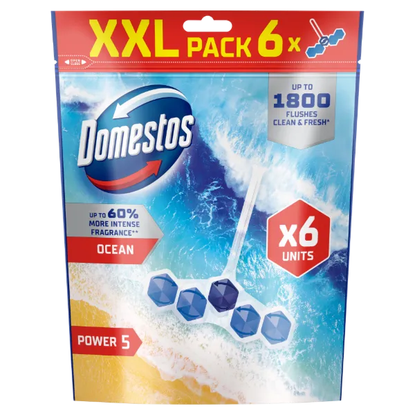 Domestos Power 5 Ocean WC frissítő blokk 6 x 50 g termékhez kapcsolódó kép