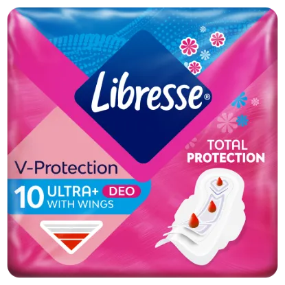 Libresse V-Protection Ultra+ Deo enyhén illatosított egészségügyi betét 10 db termékhez kapcsolódó kép