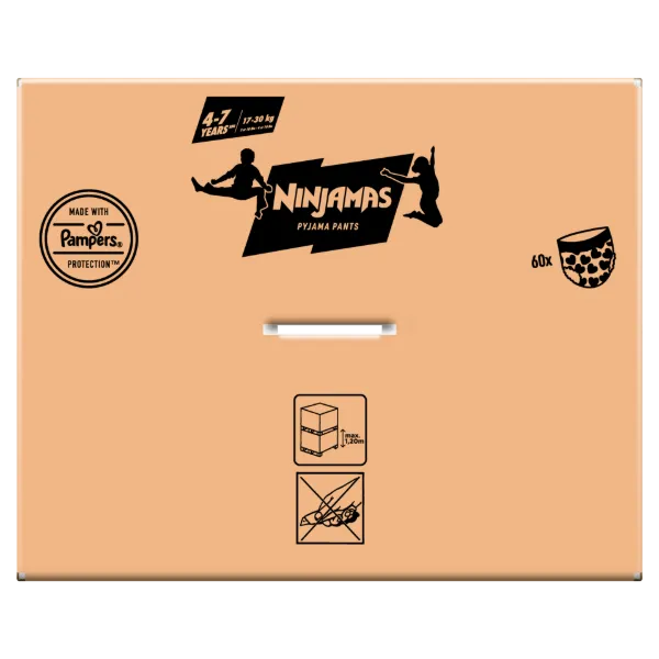 Ninjamas Pyjama Pants Szívecskés, 60 db Pyjama Bugyipelenka, 7 Éves Kor, 17kg-30kg termékhez kapcsolódó kép