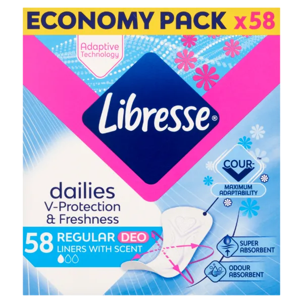 Libresse Dailies V-Protection & Freshness Regular Deo illatosított tisztasági betét 58 db termékhez kapcsolódó kép