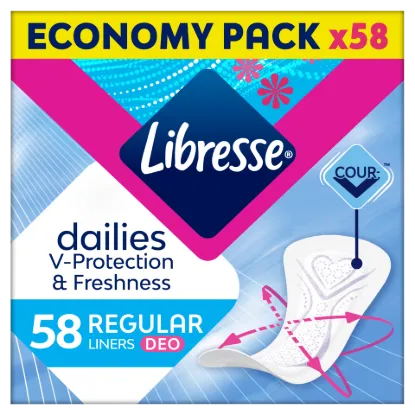 Libresse Dailies V-Protection & Freshness Regular Deo illatosított tisztasági betét 58 db termékhez kapcsolódó kép