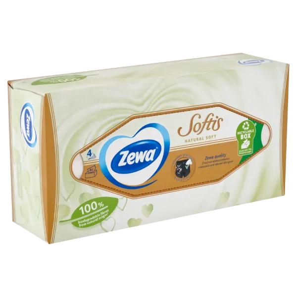 Zewa Softis Natural Soft dobozos papír zsebkendő 4 rétegű 80 db termékhez kapcsolódó kép