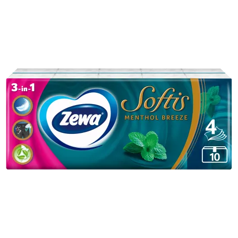 Zewa Softis Menthol Breeze illatosított papír zsebkendő 4 rétegű 10 x 9 db termékhez kapcsolódó kép