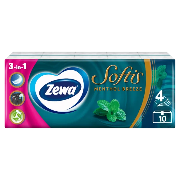 Zewa Softis Menthol Breeze illatosított papír zsebkendő 4 rétegű 10 x 9 db termékhez kapcsolódó kép