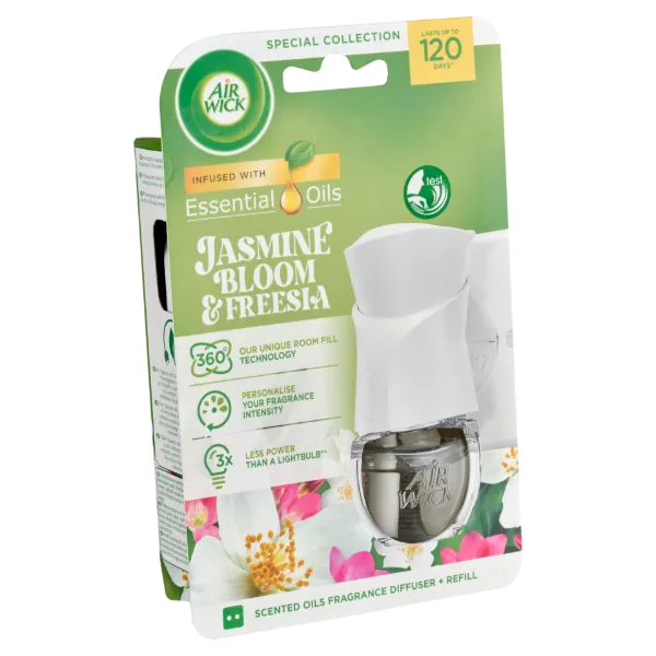 Air Wick Essential Oils Virágzó Jázmin és frézia elektromos légfrissítő készülék & utántöltő 19 ml termékhez kapcsolódó kép