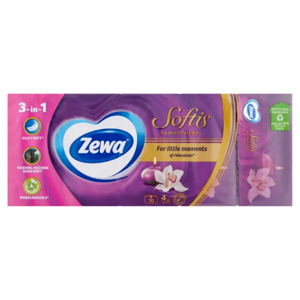 Zewa Softis Aromathera illatosított papír zsebkendő 4 rétegű 10 x 9 db termékhez kapcsolódó kép