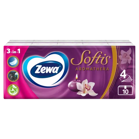 Zewa Softis Aromathera illatosított papír zsebkendő 4 rétegű 10 x 9 db termékhez kapcsolódó kép