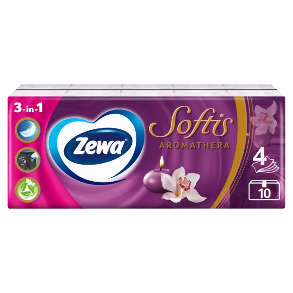 Zewa Softis Aromathera illatosított papír zsebkendő 4 rétegű 10 x 9 db termékhez kapcsolódó kép