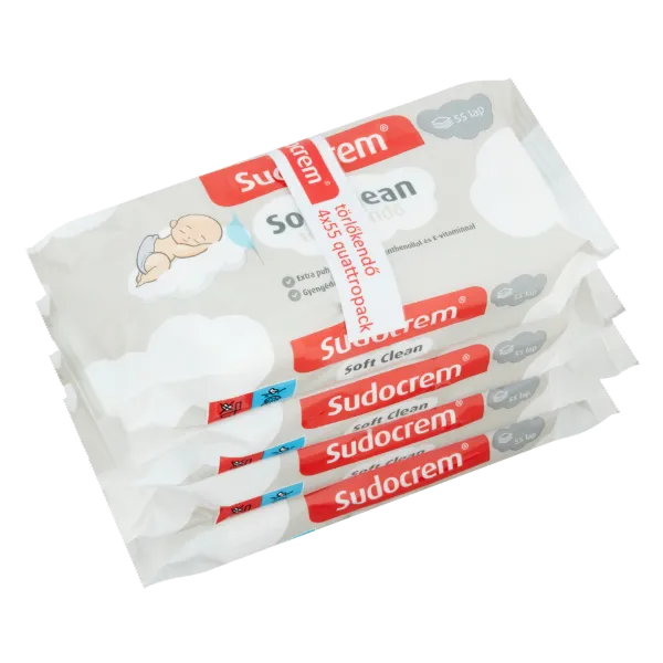 Sudocrem Soft Clean törlőkendő 4 x 55 db termékhez kapcsolódó kép