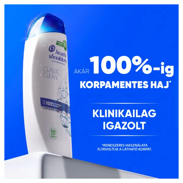 Head & Shoulders Classic Clean korpa elleni sampon 250ml napi használatra. Tiszta érzet termékhez kapcsolódó kép
