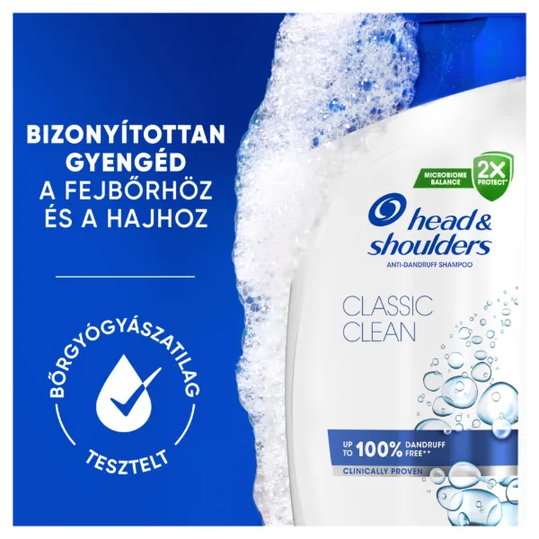 Head & Shoulders Classic Clean korpa elleni sampon 250ml napi használatra. Tiszta érzet termékhez kapcsolódó kép