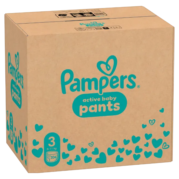 Pampers Active Baby Bugyipelenka - havi pelenkacsomag, Méret 3, 204 Bugyipelenka, 6kg-11kg termékhez kapcsolódó kép