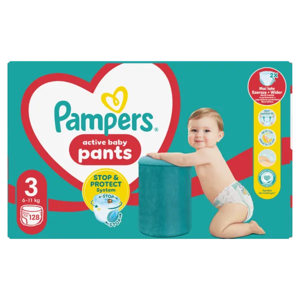 Pampers Active Baby Bugyipelenka, Méret 3, 128 Bugyipelenka, 6kg-11kg termékhez kapcsolódó kép