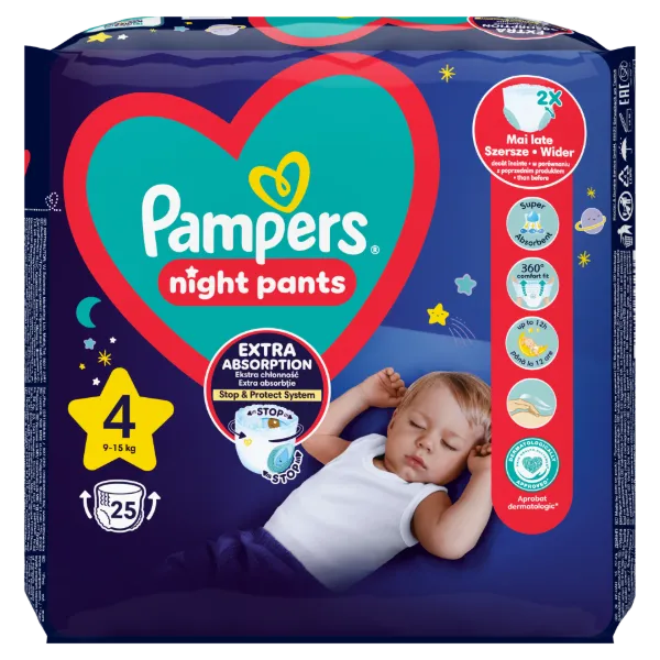 Pampers Night Pants Éjszakai Bugyipelenka, Méret: 4, 25 db, 9kg-15kg termékhez kapcsolódó kép