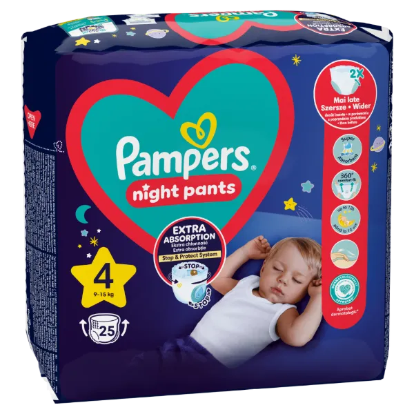 Pampers Night Pants Éjszakai Bugyipelenka, Méret: 4, 25 db, 9kg-15kg termékhez kapcsolódó kép