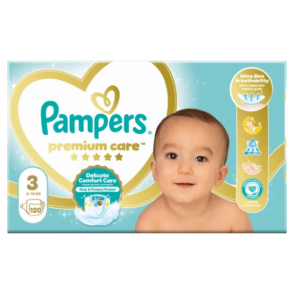 Pampers Premium Care, Méret: 3, 120 Pelenka, 6kg-10kg termékhez kapcsolódó kép