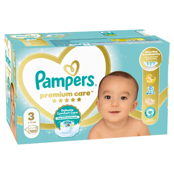 Pampers Premium Care, Méret: 3, 120 Pelenka, 6kg-10kg termékhez kapcsolódó kép