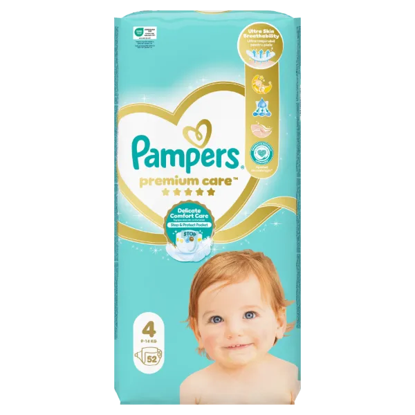 Pampers Premium Care, Méret: 4, 52 Pelenka, 9kg-14kg termékhez kapcsolódó kép