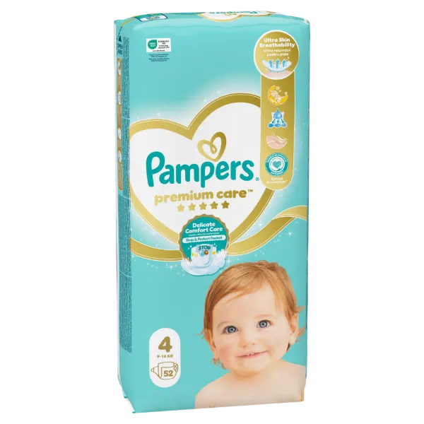 Pampers Premium Care, Méret: 4, 52 Pelenka, 9kg-14kg termékhez kapcsolódó kép