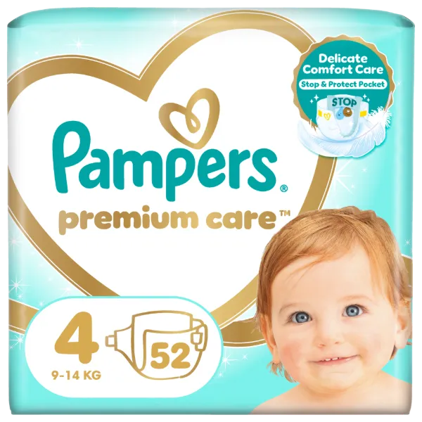 Pampers Premium Care, Méret: 4, 52 Pelenka, 9kg-14kg termékhez kapcsolódó kép