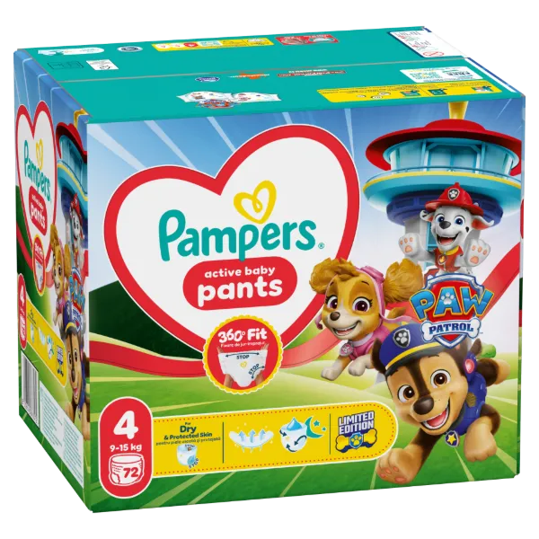 Pampers Active Baby Bugyipelenka Mancs Őrjárat Kiadás, Méret: 4, 72 db Pelenka, 9kg-15kg termékhez kapcsolódó kép