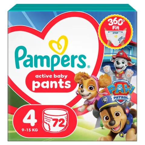 Pampers Active Baby Bugyipelenka Mancs Őrjárat Kiadás, Méret: 4, 72 db Pelenka, 9kg-15kg termékhez kapcsolódó kép