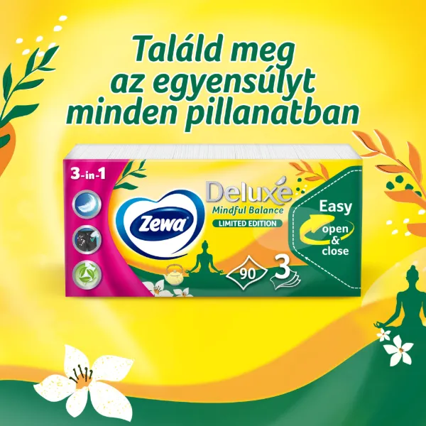 Zewa Deluxe 3 rétegű papírzsebkendő limited edition 90 db termékhez kapcsolódó kép