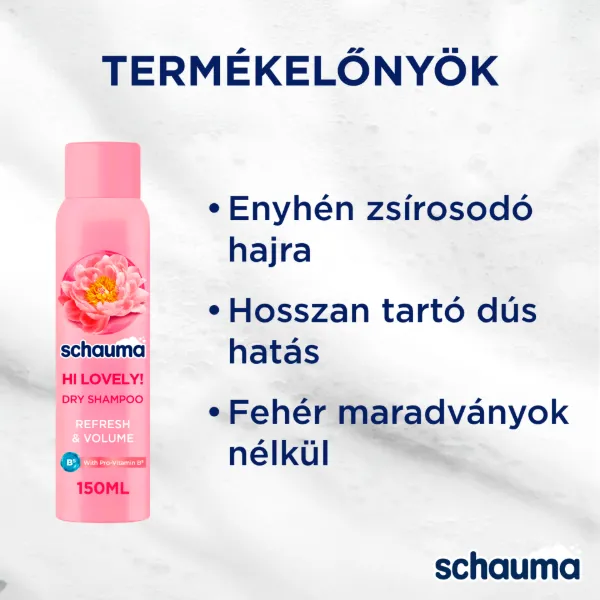 Schauma Hi Lovely! szárazsampon bazsarózsa-kivonattal, enyhén zsíros hajra 150 ml termékhez kapcsolódó kép