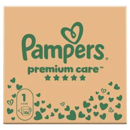 Pampers Premium Care Bugyipelenka - havi pelenkacsomag, Méret: 1, 156 db, 2kg-5kg termékhez kapcsolódó kép