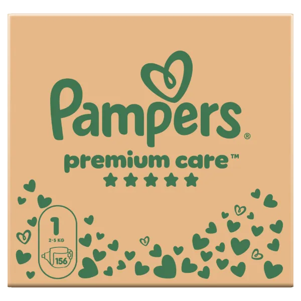 Pampers Premium Care Bugyipelenka - havi pelenkacsomag, Méret: 1, 156 db, 2kg-5kg termékhez kapcsolódó kép