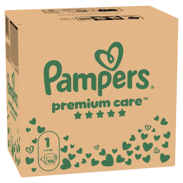 Pampers Premium Care Bugyipelenka - havi pelenkacsomag, Méret: 1, 156 db, 2kg-5kg termékhez kapcsolódó kép