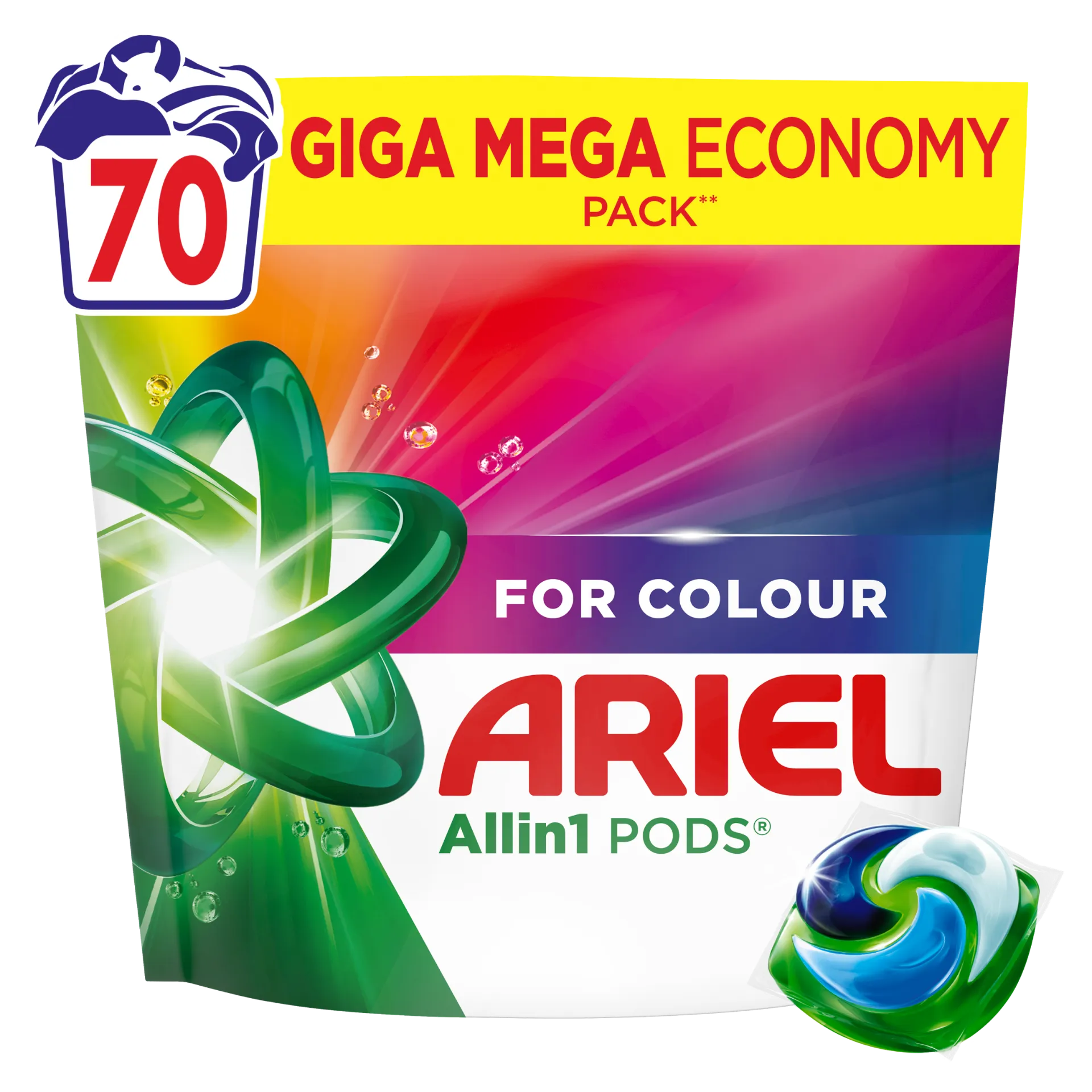 Ariel Allin1 PODS Folyékony Mosókapszula Színes Ruhákhoz, 70 Mosáshoz