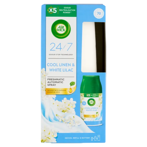 Air Wick Freshmatic Friss Ruha&Fehér Liliom automata légfrissítő készülék és spray utántöltő 250 ml termékhez kapcsolódó kép