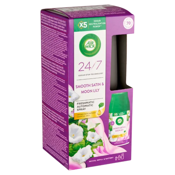 Air Wick Freshmatic Bársonyos Szatén és Éji Liliom automata légfrissítő készülék és utántöltő 250 ml termékhez kapcsolódó kép