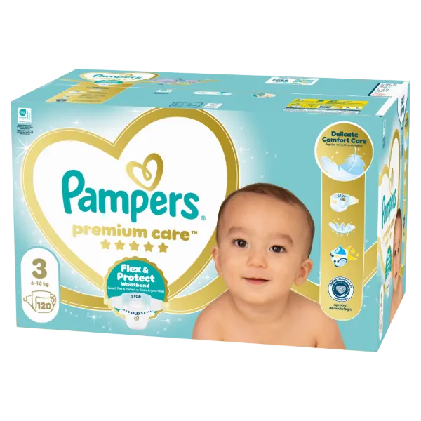 Pampers Premium Care Pelenka, Méret: 3, 120 db, 6kg-10kg termékhez kapcsolódó kép