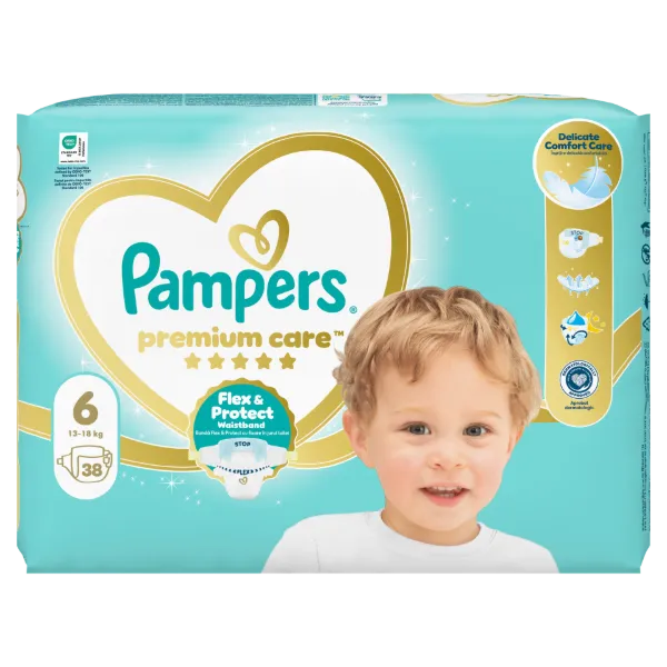 Pampers Premium Care Pelenka, Méret: 6, 38 db, 13kg-18kg termékhez kapcsolódó kép