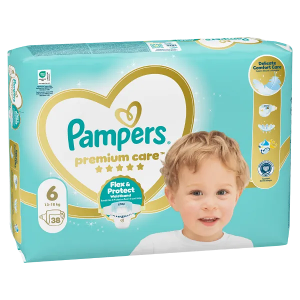 Pampers Premium Care Pelenka, Méret: 6, 38 db, 13kg-18kg termékhez kapcsolódó kép