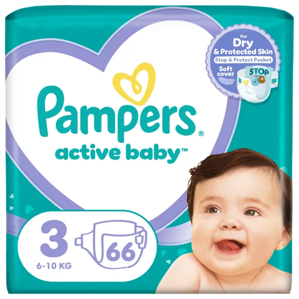Pampers Active Baby pelenka - Méret: 3, 66 db pelenka, 6kg-10kg termékhez kapcsolódó kép