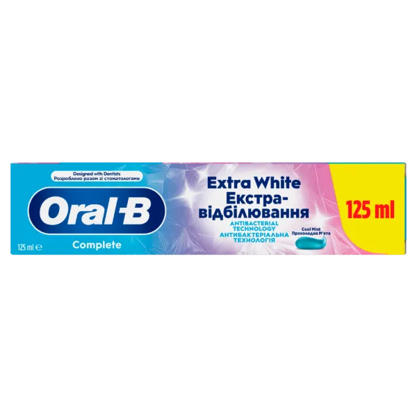 Oral-B Complete Extra White Fogkrém Antibakteriális Cinkkel, {volumeLoc}] ml termékhez kapcsolódó kép