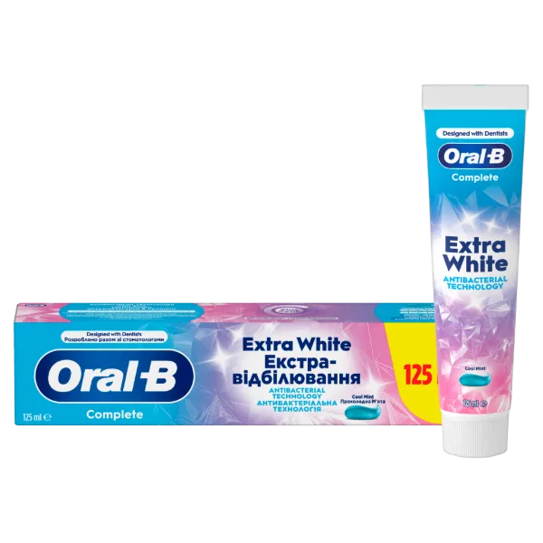 Oral-B Complete Extra White Fogkrém Antibakteriális Cinkkel, {volumeLoc}] ml termékhez kapcsolódó kép