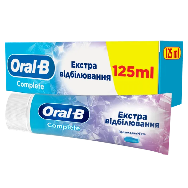 Oral-B Complete Extra White Fogkrém Antibakteriális Cinkkel, {volumeLoc}] ml termékhez kapcsolódó kép