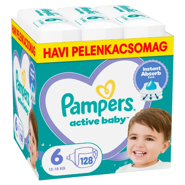 Pampers Active Baby pelenka - havi pelenkacsomag, Méret: 6, 128 db Pelenka, 13kg - 18kg termékhez kapcsolódó kép