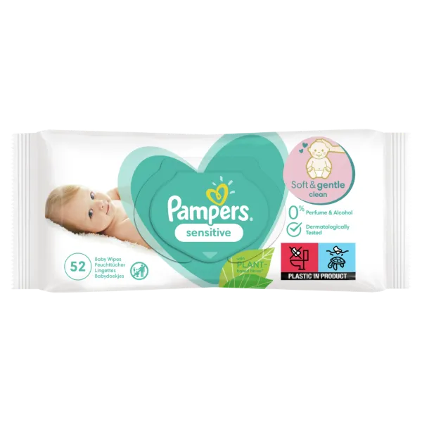 Pampers Sensitive Nedves Törlőkendő, 1 Csomag = 52 db termékhez kapcsolódó kép