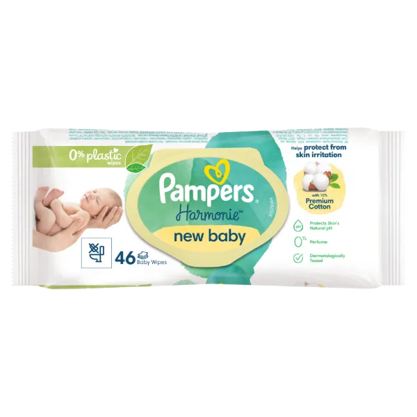 Pampers Harmonie New Baby Nedves Törlőkendő, 1 Csomag = 46 db Törlőkendő termékhez kapcsolódó kép