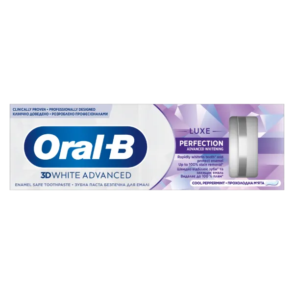 Oral-B 3D White Advanced Luxe Perfection Fogkrém, Hűsítő borsmenta 75 ml termékhez kapcsolódó kép