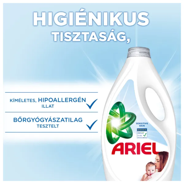 Ariel Sensitive Skin Folyékony Mosószer, 1.125 l, 25 Mosáshoz termékhez kapcsolódó kép